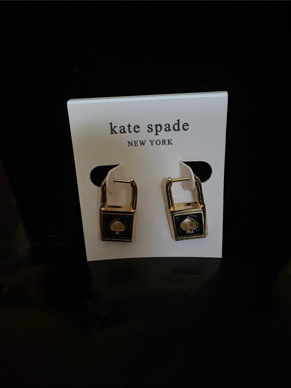 kate spade New York Black & Gold Padlock Earrings